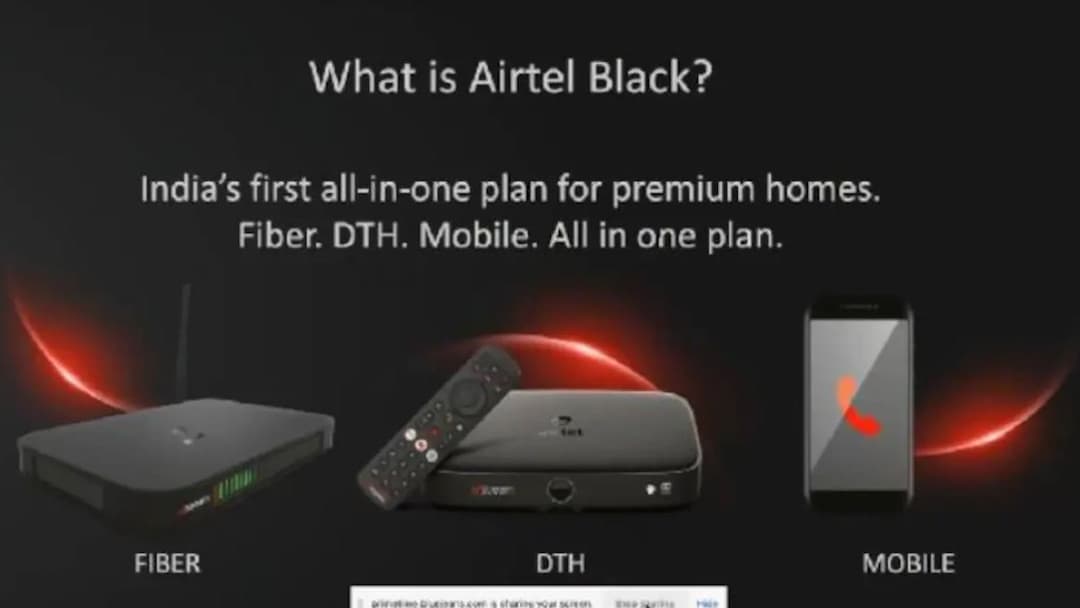 Airtel Black home plan with fiber router, DTH box and mobile